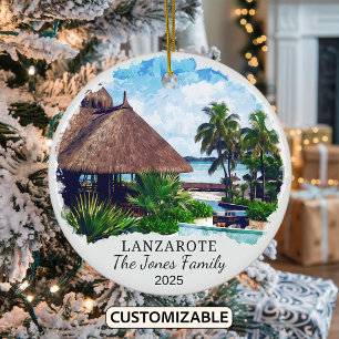 Gepersonaliseerde Lanzarote Ornament, Spanje Keramisch Ornament