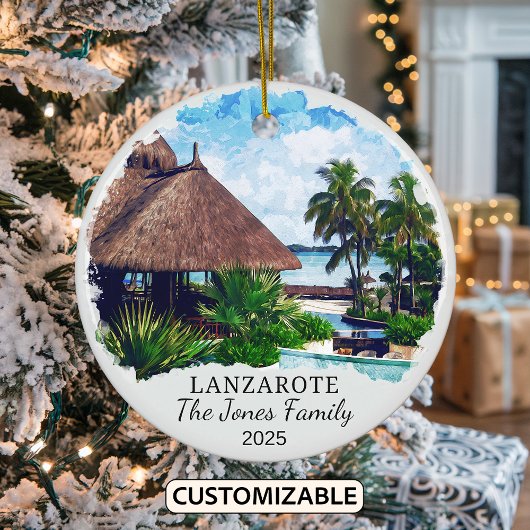 Gepersonaliseerde Lanzarote Ornament, Spanje Keramisch Ornament