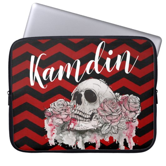 Gepersonaliseerde Laptop Caseskull Roos gothic Che Sleeve (Voorkant)