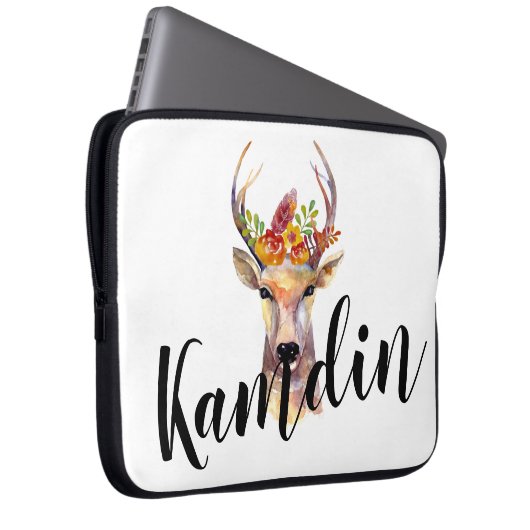 Gepersonaliseerde Laptop Hoesje boho hert Buck Hea Laptop Sleeve (Voorkant Rechts)