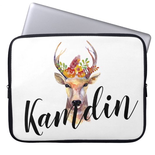 Gepersonaliseerde Laptop Hoesje boho hert Buck Hea Laptop Sleeve (Voorkant)