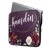 Gepersonaliseerde laptop Hoesje Plum Paarse Rozen  Laptop Sleeve (Voorkant Links)