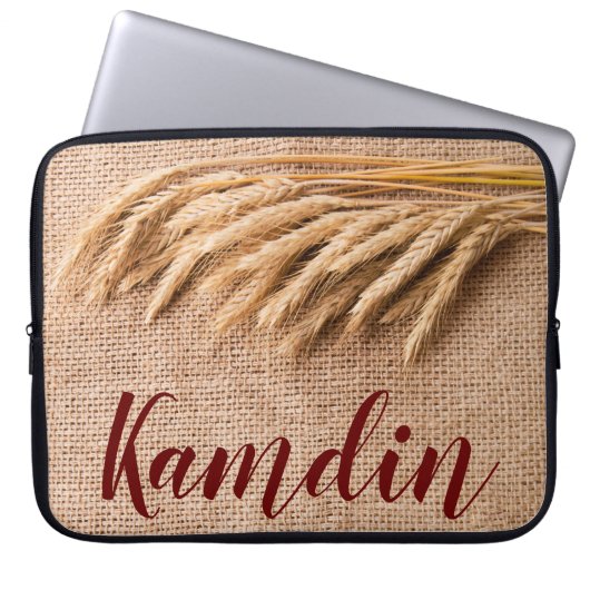 Gepersonaliseerde Laptop Hoesje Tarwe op Burlap Sa Laptop Sleeve (Voorkant)