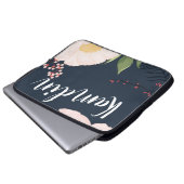 Gepersonaliseerde Laptop Hoesje Witte Bloemen op D Laptop Sleeve (Voorkant onderkant)