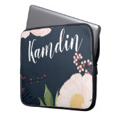 Gepersonaliseerde Laptop Hoesje Witte Bloemen op D Laptop Sleeve (Voorkant Links)