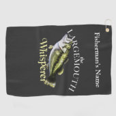 Gepersonaliseerde Largemouth Whisperer Gevist hand Golfhanddoek (Horizontaal)