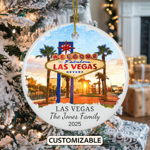 Gepersonaliseerde Las Vegas Ornament, Nevada Keramisch Ornament