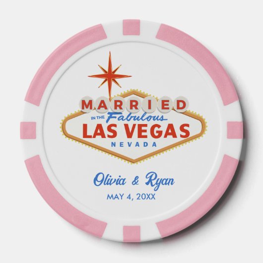 Gepersonaliseerde Las Vegas Wedding Favoriet Poker Poker Chips (Voorkant)