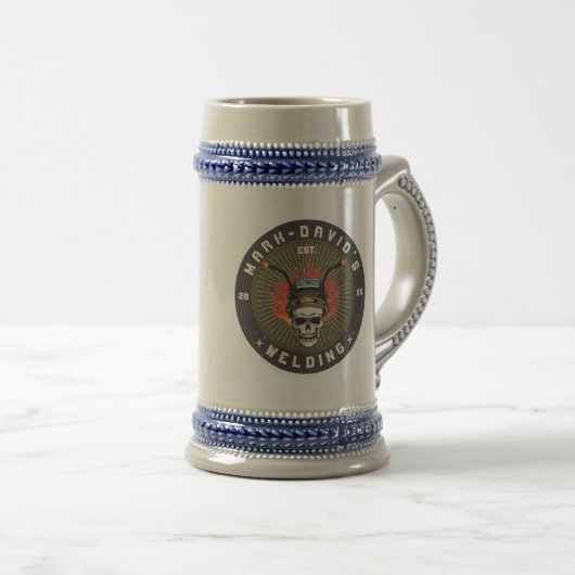 Gepersonaliseerde Lasser Metaal Arbeider Lassen Wo Bierpul (Voorkant rechts)