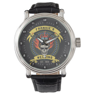 Gepersonaliseerde Lasser Skull Worker Lassen Works Horloge