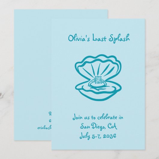 Gepersonaliseerde Last Splash Bachelorette Party U Kaart (Voorkant / Achterkant)