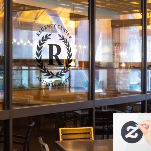 Gepersonaliseerde Laurel Wreath Venster Cling Sign Raamsticker (Restaurant Raam)