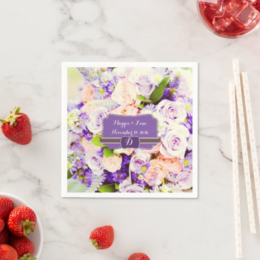 Gepersonaliseerde Lavendar Bloemen Trouwservetten Servetten (Insitu)