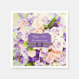 Gepersonaliseerde Lavendar Bloemen Trouwservetten Servetten
