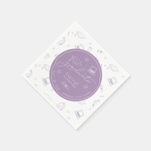 Gepersonaliseerde lavendel afstudeerfeest servette servet (Hoek)