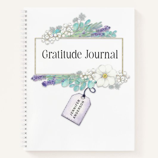 Gepersonaliseerde Lavendel Bloemen Dankbaarheid Ti Notitieboek (Voorkant)
