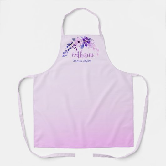 Gepersonaliseerde Lavendel Elegance Stylist Schort (Voorkant)