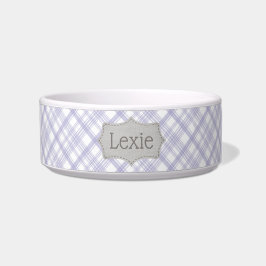 Gepersonaliseerde Lavendel en White Plaid Pet Bowl Voerbakje