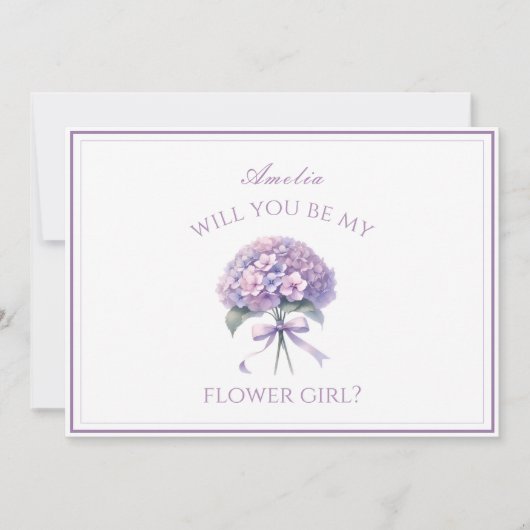 Gepersonaliseerde Lavendel Hydrangea Bow Bloemenme Kaart (Voorkant)