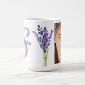 Gepersonaliseerde Lavendel Monogram Mok met Foto (Center)