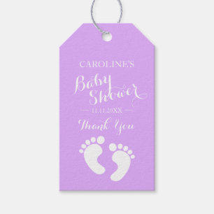 Gepersonaliseerde Lavendel Paarse Baby Voeten Baby Cadeaulabel