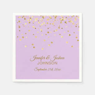 Gepersonaliseerde lavendel Paarse gouden Confetti  Servet