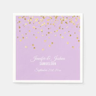 Gepersonaliseerde lavendel Paarse gouden Confetti  Servet