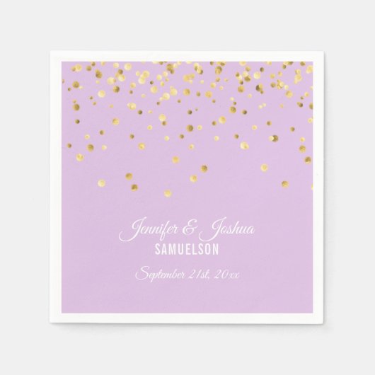 Gepersonaliseerde lavendel Paarse gouden Confetti Servet (Voorkant)