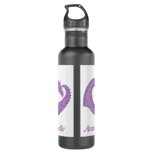 Gepersonaliseerde lavendel paarse hart draak op wi waterfles (Achterkant)