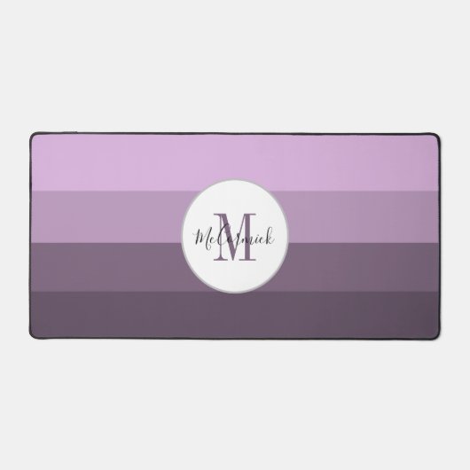 Gepersonaliseerde Lavendel Paarse Strepen Monogram Bureaumat (Voorkant)