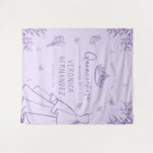 Gepersonaliseerde Lavendel Quinceañera foto achter Wandkleed (Voorkant (horizontaal))