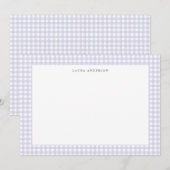 Gepersonaliseerde lavendel & witte Gingham kaart (Voorkant / Achterkant)