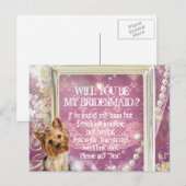 Gepersonaliseerde lavendel word je mijn Bridesmaid Uitnodiging Briefkaart (Voorkant / Achterkant)