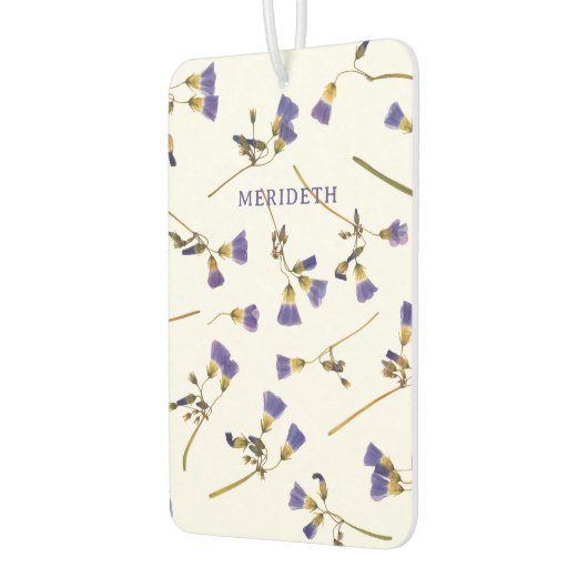 Gepersonaliseerde lavendelbloemen op wit luchtverfrisser (Links)