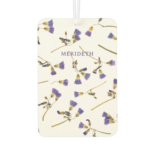 Gepersonaliseerde lavendelbloemen op wit luchtverfrisser (Achterkant)