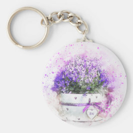 Gepersonaliseerde lavender Flowers Feminine Sleutelhanger
