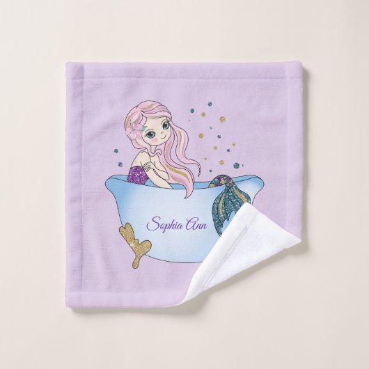 Gepersonaliseerde Lavender Mermaid Bath-handdoekse Bad Handdoek (Wasdoekje)