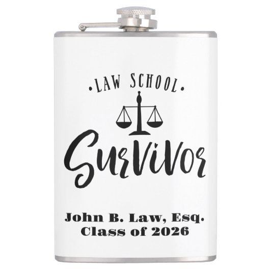 Gepersonaliseerde Law School Survivor Afstuderen Heupfles (Voorkant)
