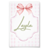 Gepersonaliseerde Layla Baby Meisje Kwekerij Bow & Foto Afdruk (Voorkant)