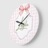 Gepersonaliseerde Layla Baby Meisje Kwekerij Bow & Grote Klok (Hoek)