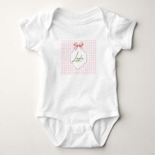 Gepersonaliseerde Layla Baby Meisje Kwekerij Bow & Romper (Voorkant)