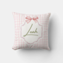 Gepersonaliseerde Leah Baby Girl Nursery Bow & Gin Kussen