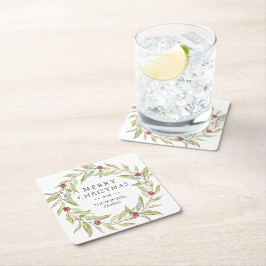 Gepersonaliseerde Leaves Berries met kerstmis Kartonnen Onderzetters (Insitu)