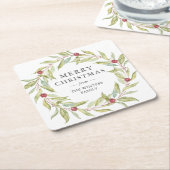 Gepersonaliseerde Leaves Berries met kerstmis Kartonnen Onderzetters (Schuin)