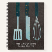 Gepersonaliseerde Lederen Keukengerei Receptenboek Notitieboek (Voorkant)