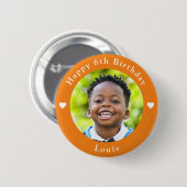 Gepersonaliseerde leeftijd, foto en naam Verjaarda Ronde Button 5,7 Cm (Voorkant /achterkant)