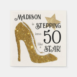 Gepersonaliseerde leeftijd gouden verjaardag ster servet