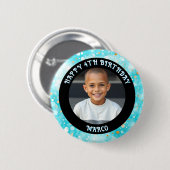 Gepersonaliseerde leeftijd, naam en foto verjaarda ronde button 5,7 cm (Voorkant /achterkant)