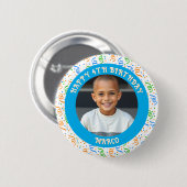 Gepersonaliseerde leeftijd, naam en foto Verjaarda Ronde Button 5,7 Cm (Voorkant /achterkant)