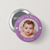 Gepersonaliseerde leeftijd, naam en foto verjaarda ronde button 5,7 cm (Voorkant /achterkant)
